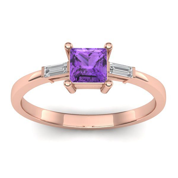 Inel logodna cu ametist patrat