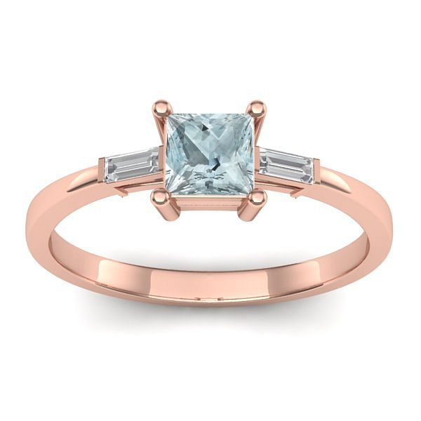 Inel logodna cu aquamarin patrat