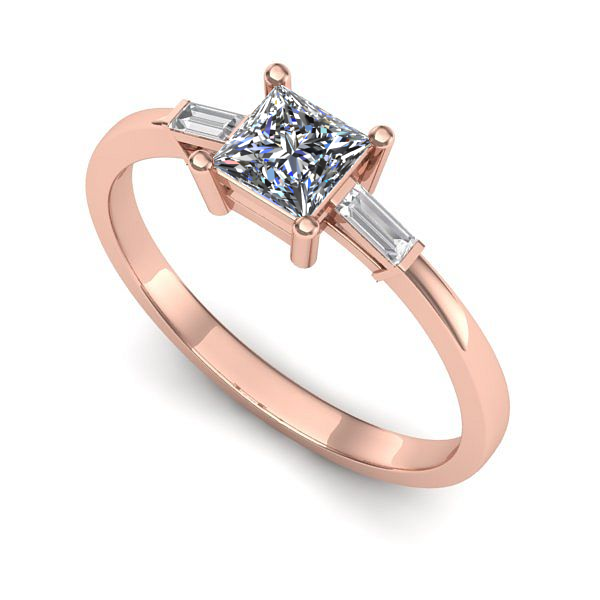 Inel din aur roz cu diamant