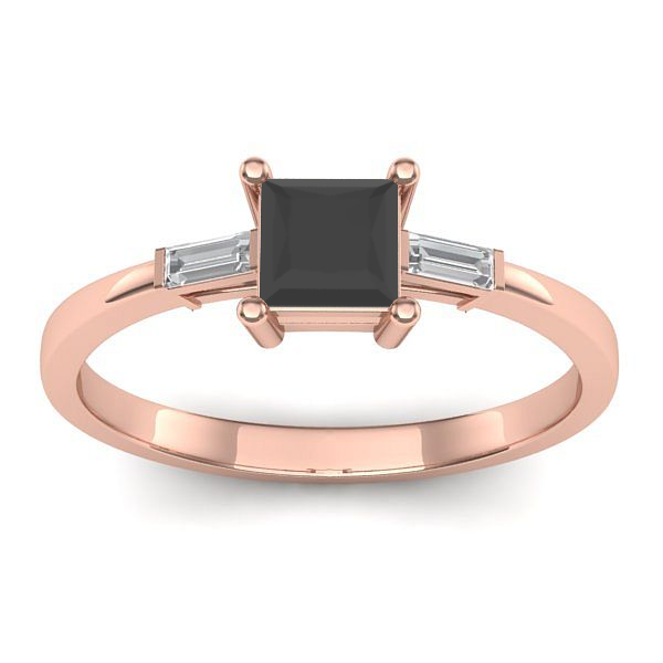 Inel de logodna cu diamant negru patrat