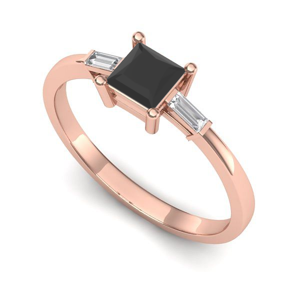 Inel logodna din aur roz cu diamant negru