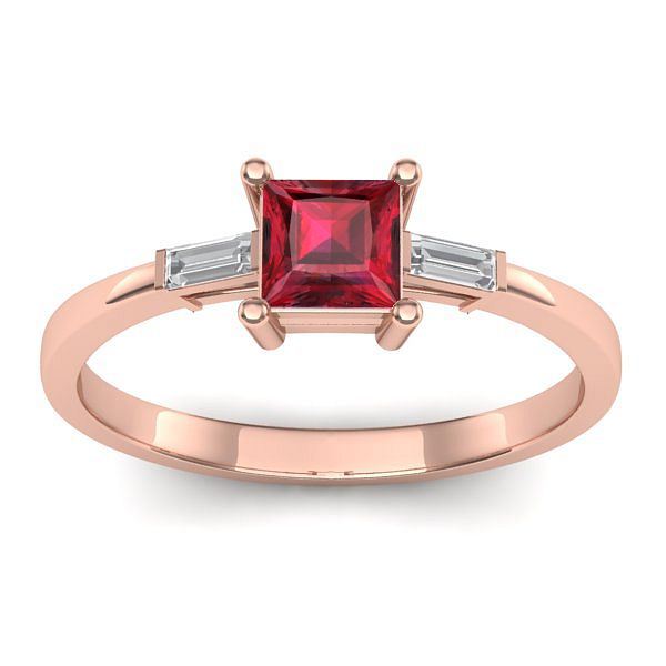 Inel cu rubin patrat