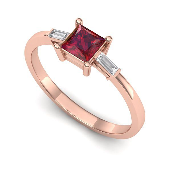 Inel logodna din aur roz cu rubin