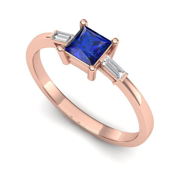 Inel din aur roz cu safir