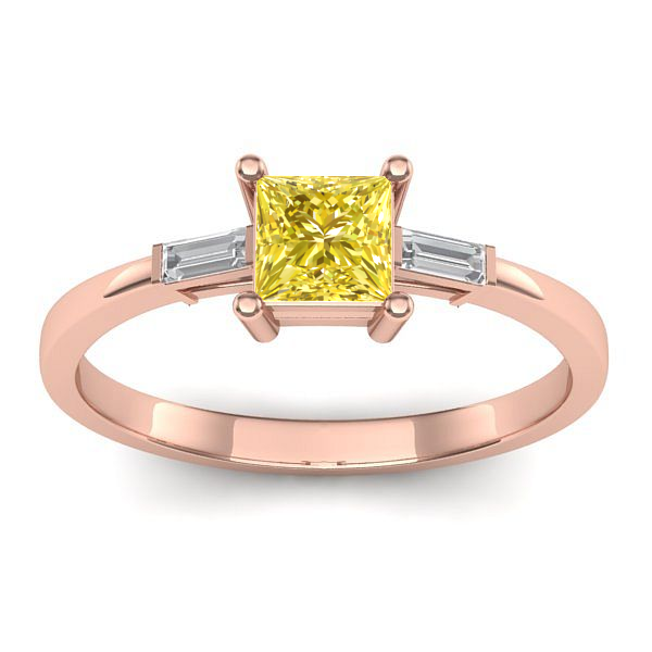 Inel cu safir galben patrat