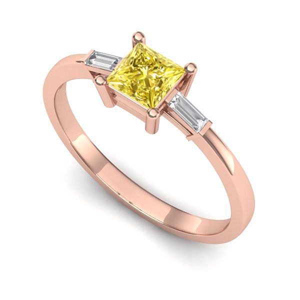 Inel logodna din aur roz cu safir galben