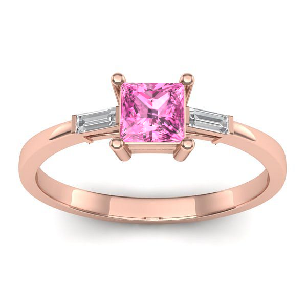 Inel logodna cu safir roz patrat