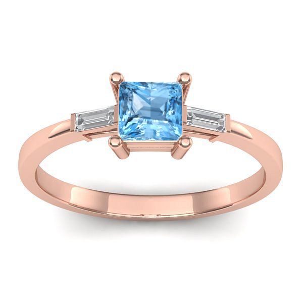 Inel logodna cu topaz blue patrat