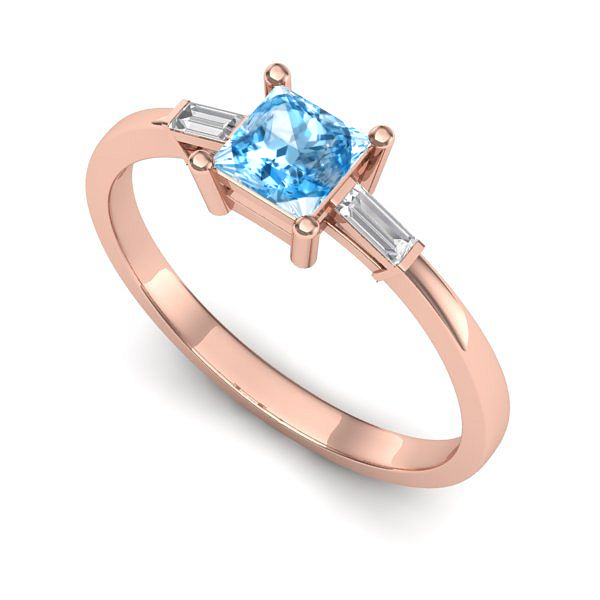 Inel de logodna din aur roz cu topaz blue