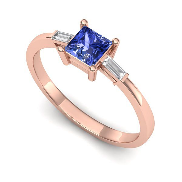 Inel de logodna din aur roz cu tanzanit