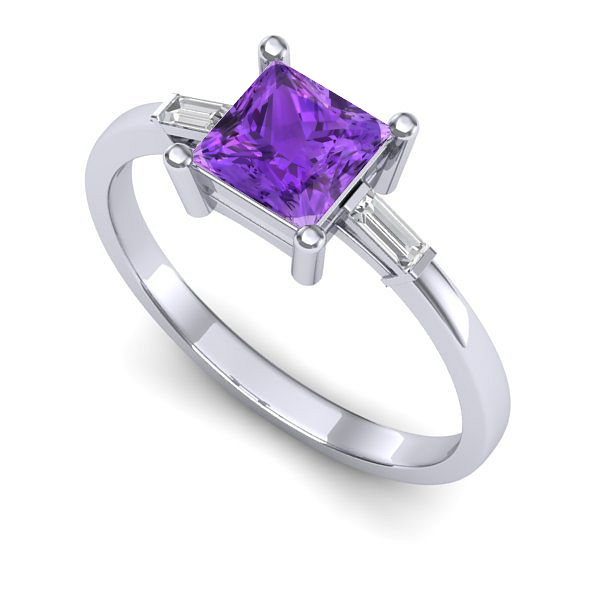 Inel logodna din aur alb cu ametist