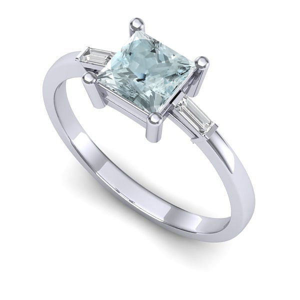 Inel din aur alb cu aquamarin