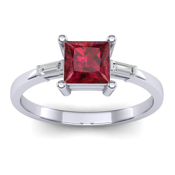 Inel cu rubin patrat