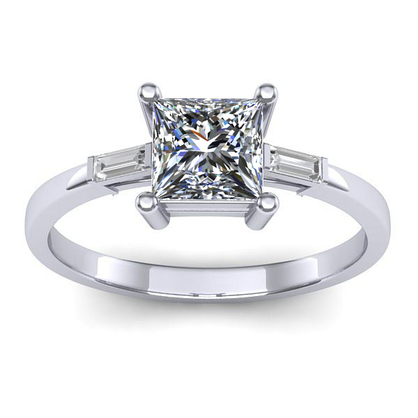 Inel logodna cu safir alb patrat