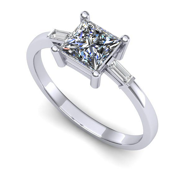 Inel din aur alb cu safir alb