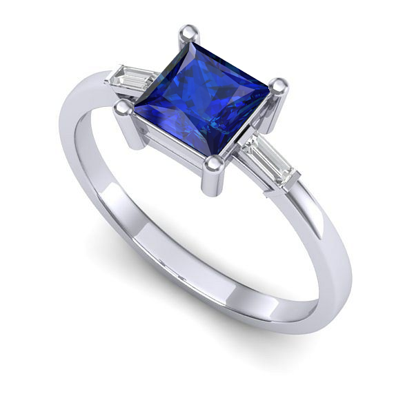 Inel din aur alb cu safir