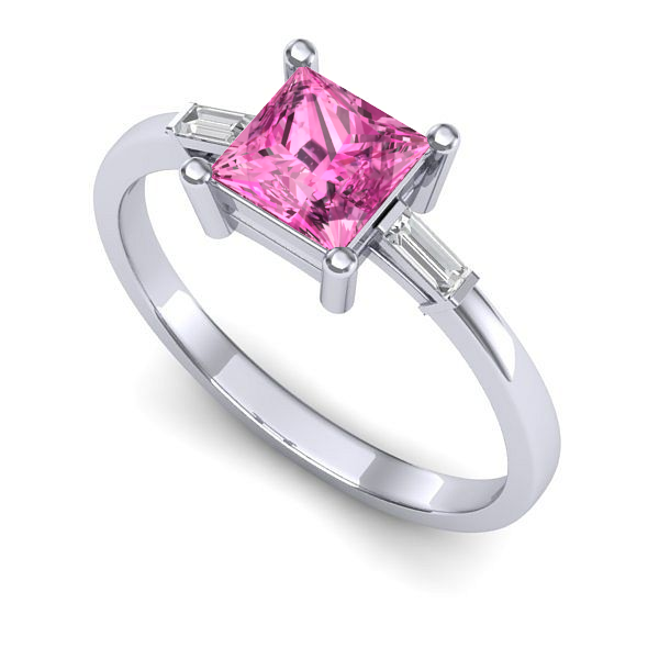 Inel din aur alb cu safir roz