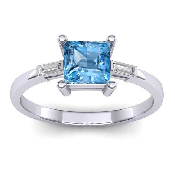 Inel logodna cu topaz blue patrat