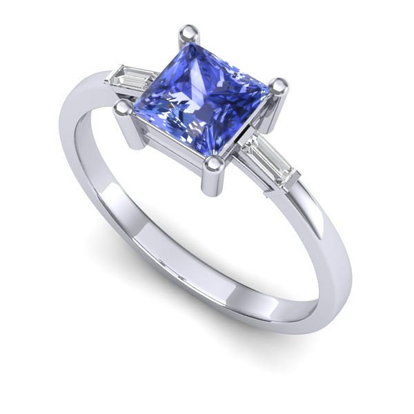 Inel de logodna din aur alb cu tanzanit