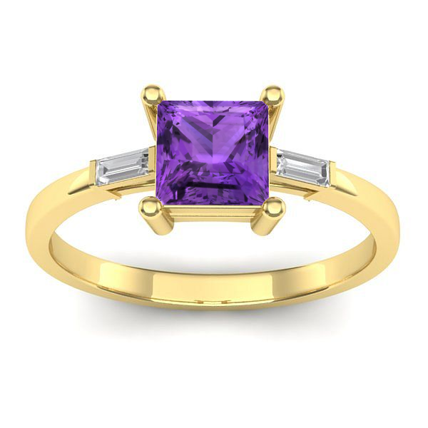 Inel cu ametist patrat