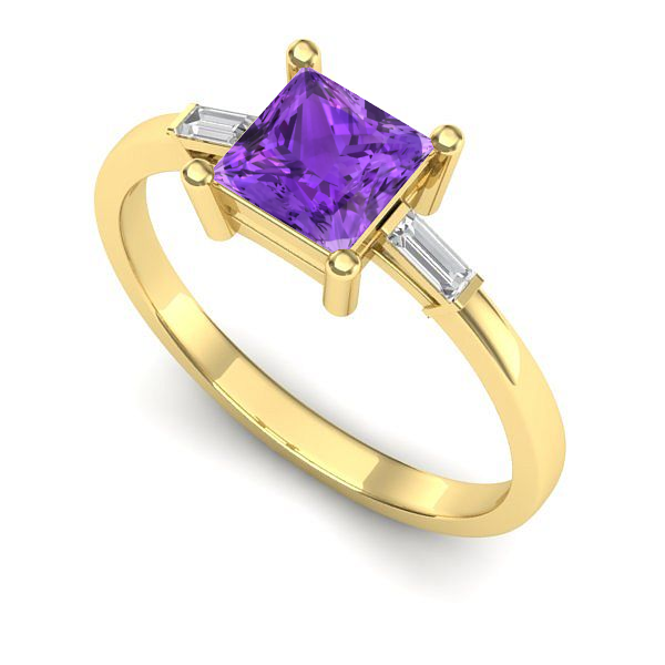 Inel de logodna din aur galben cu ametist