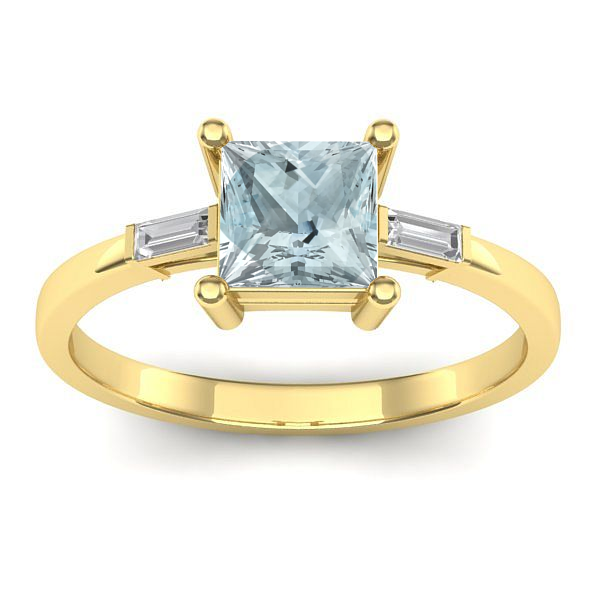 Inel cu aquamarin patrat