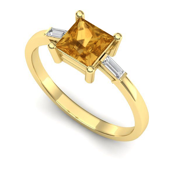 Inel logodna din aur galben cu citrin