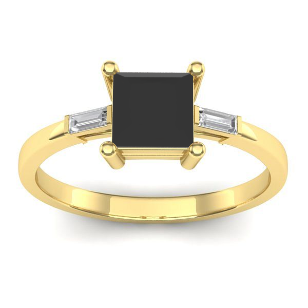 Inel de logodna cu diamant negru patrat