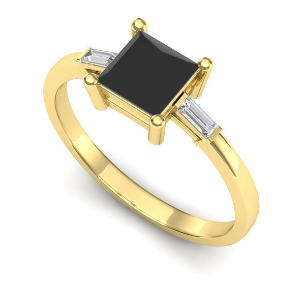 Inel din aur galben cu diamant negru