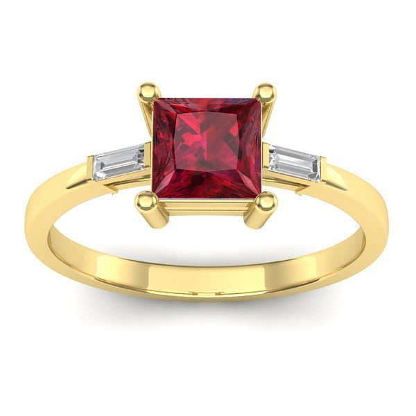 Inel de logodna cu rubin patrat
