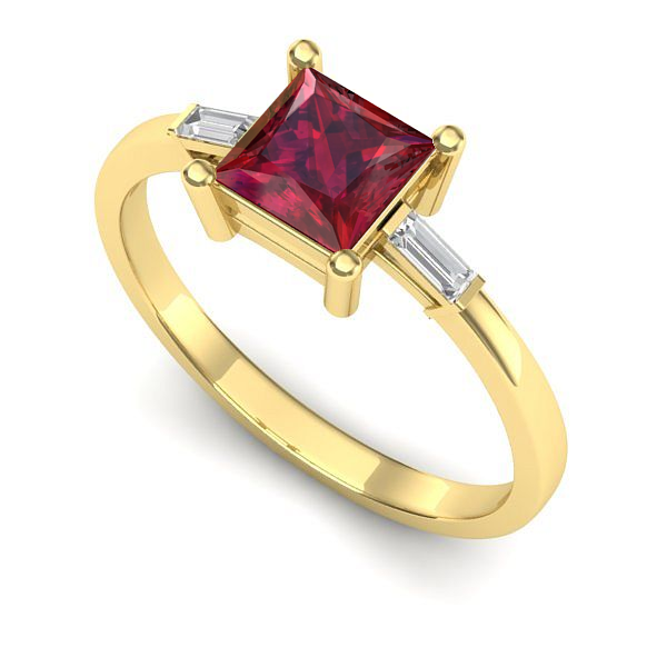 Inel logodna din aur galben cu rubin