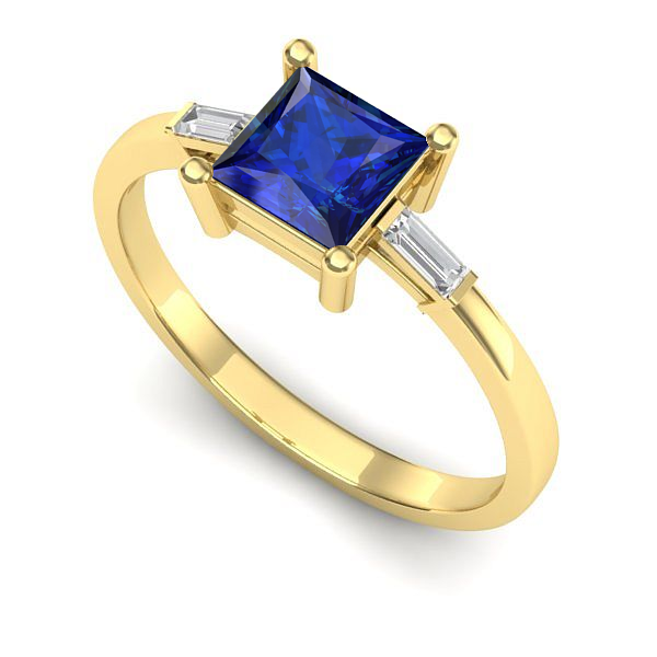 Inel logodna din aur galben cu safir