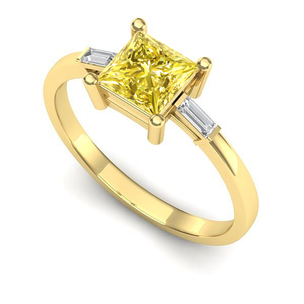 Inel logodna din aur galben cu safir galben