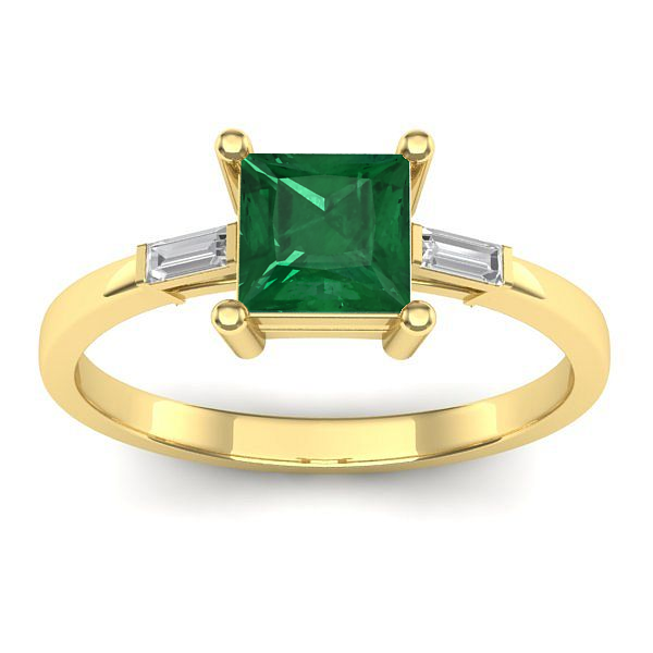 Inel de logodna cu smarald patrat