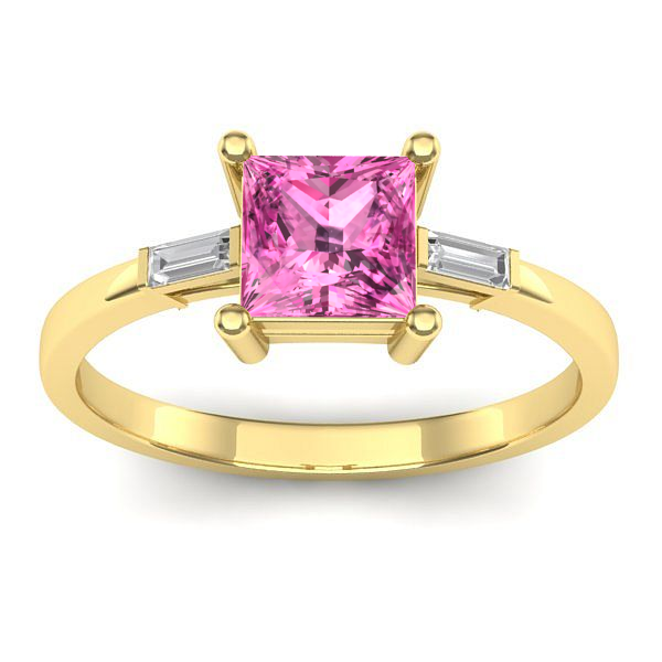 Inel cu safir roz patrat