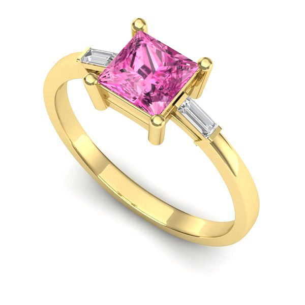 Inel din aur galben cu safir roz