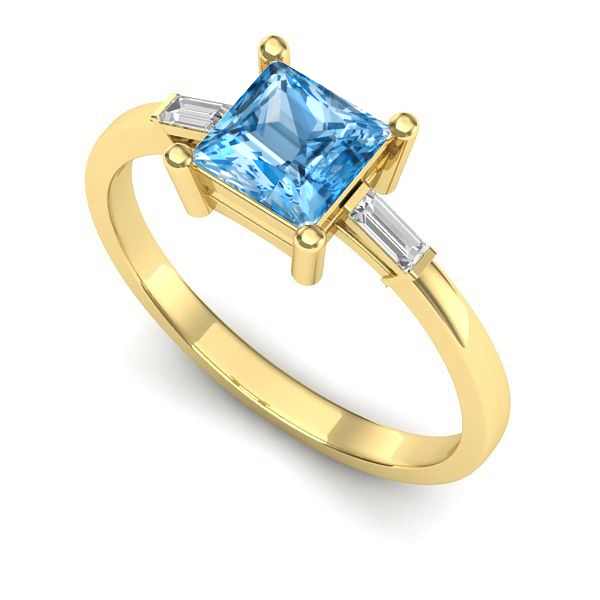 Inel din aur galben cu topaz blue