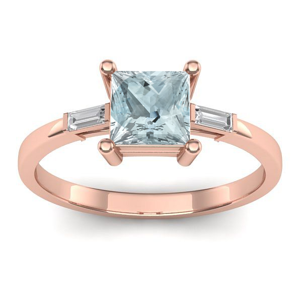 Inel de logodna cu aquamarin patrat