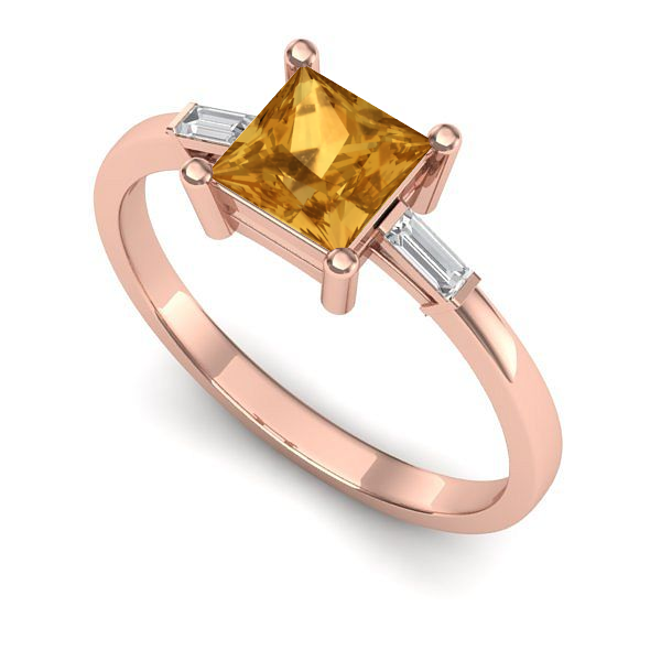 Inel din aur roz cu citrin