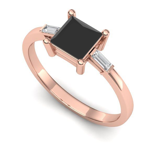 Inel din aur roz cu diamant negru