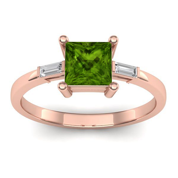 Inel cu peridot patrat