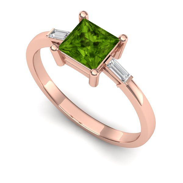 Inel din aur roz cu peridot