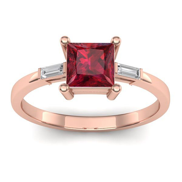 Inel logodna cu rubin patrat