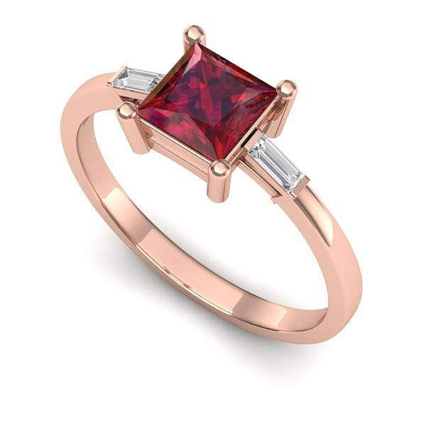 Inel logodna din aur roz cu rubin