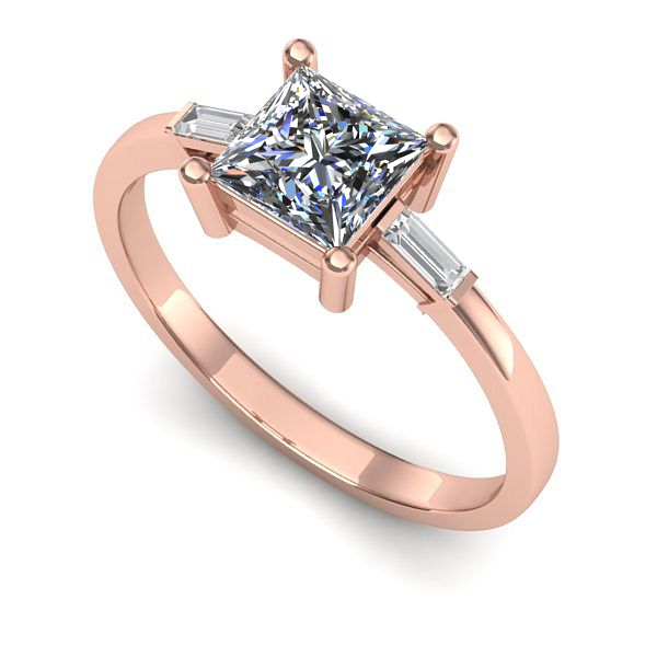 Inel de logodna din aur roz cu safir alb