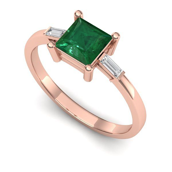 Inel din aur roz cu smarald