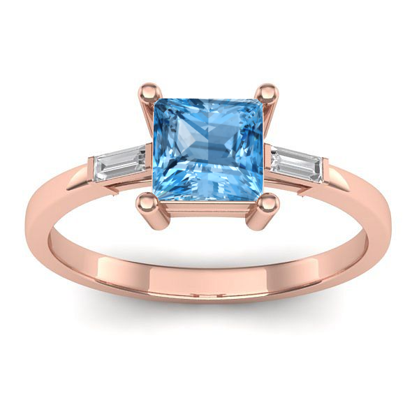 Inel logodna cu topaz blue patrat