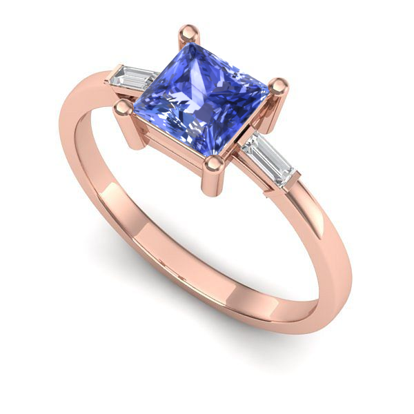 Inel de logodna din aur roz cu tanzanit