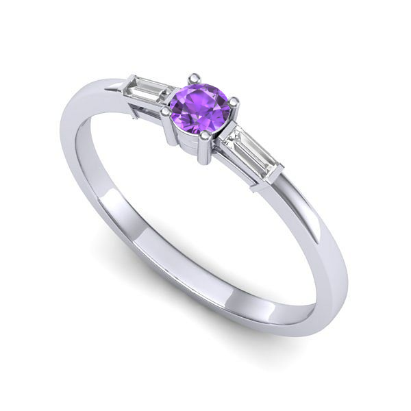 Inel logodna din aur alb cu ametist