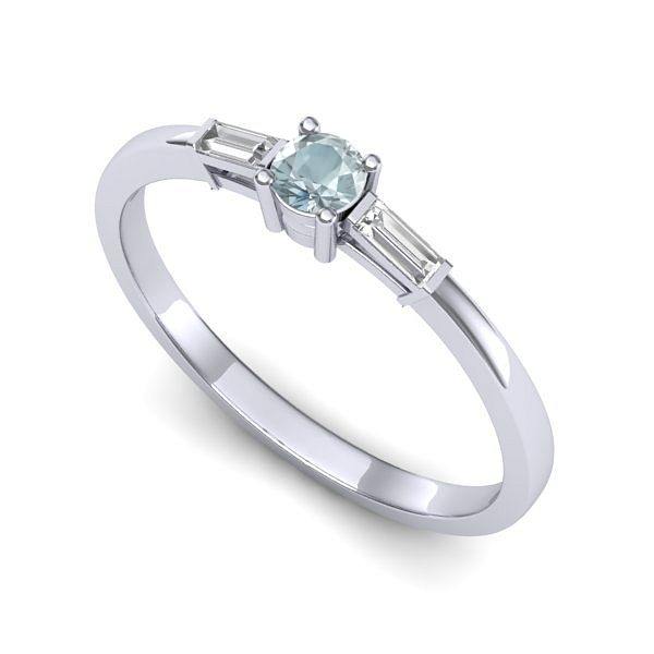 Inel de logodna din aur alb cu aquamarin